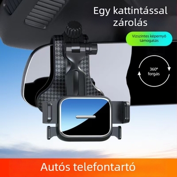 Univerzális autó navigációs tartó a műszerfalra – 360°-os forgatás, kattintásos szerelés, kompatibilis a műszerfallal, napellenzővel és visszapillantóval, 3C tanúsítvány 2023010901591525