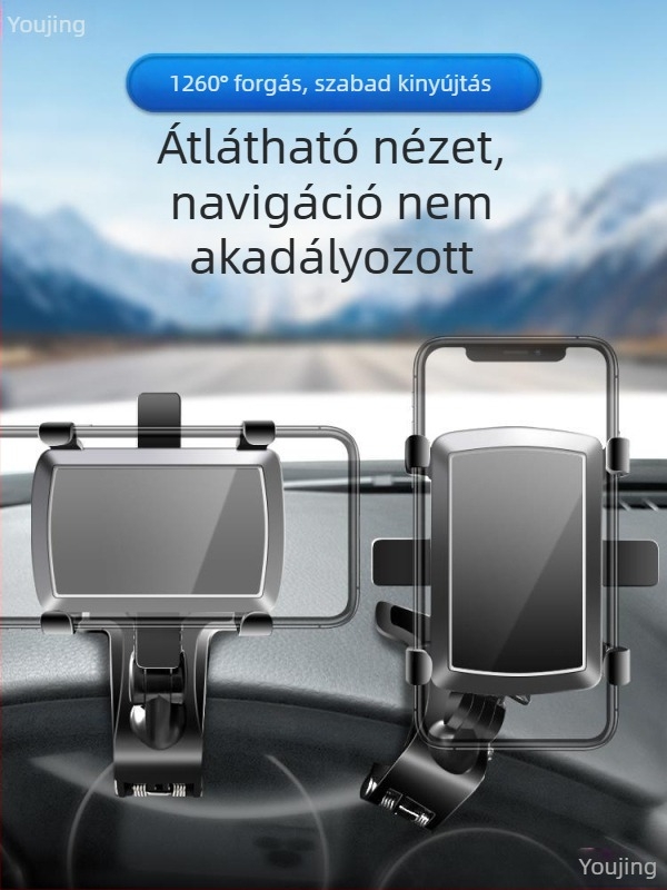 Autóba szerelhető telefontartó vezeték nélküli töltéssel a műszerfalhoz, univerzális csatos rögzítés — Youguoka