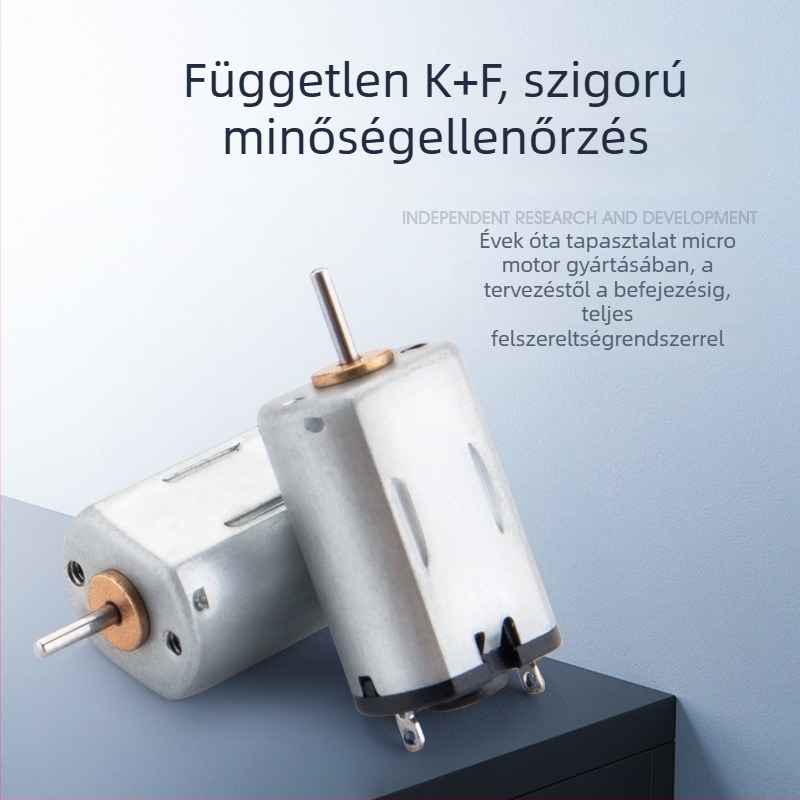 Mini sörtés DC motor elektronikai alkalmazásokhoz; alkalmas elektromos fogkefékhez, masszírozókhoz, RC játékokhoz és ventilátorokhoz; feszültség: DC 36V-ig; áram: DC