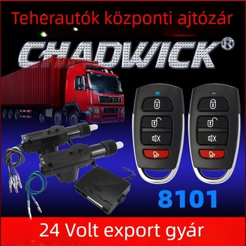 24V-os központi autózár, 2 motor, műanyag alkatrészek, univerzális kompatibilitás