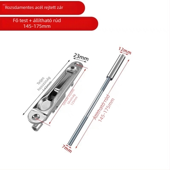 Rozsdamentes acél ajtózár, bolt-tal, modell 1, típus: latch, stílus: modern egyszerűség, felületkezelés: egyéb