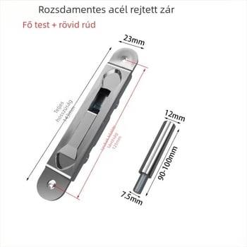 Rozsdamentes acél ajtózár, bolt-tal, modell 1, típus: latch, stílus: modern egyszerűség, felületkezelés: egyéb