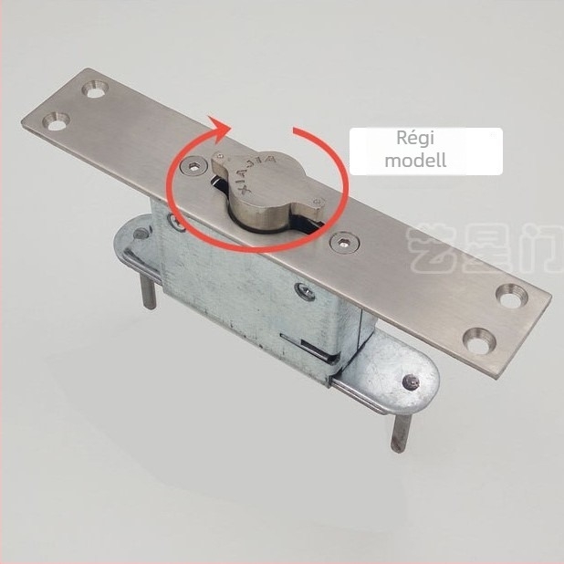 Kézi rozsdamentes acél ajtózár központi forgó mechanizmussal, rejtett működés, satin felület, modern minimalista kialakítás