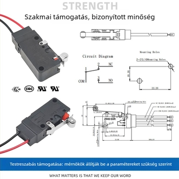 Zingear mikrokapcsoló az autó hátsó csomagtartófedélhez, porálló, 1 millió ciklus, UL/ENEC tanúsítvány, 36V max.