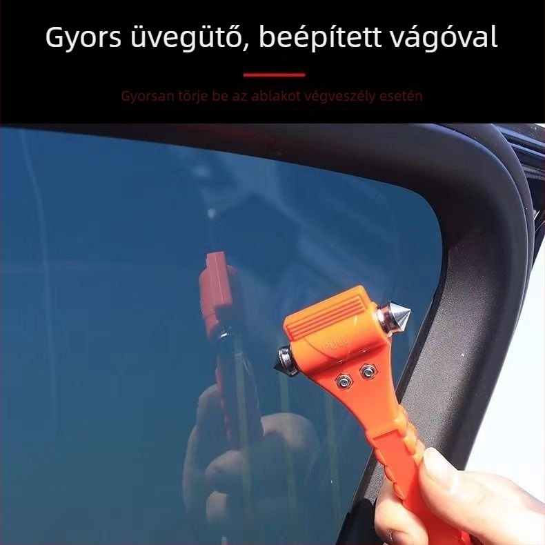 Autó kétfunkciós biztonsági kalapács ablaknyitóval és vágóval, ABS és szénacél, 145 g, Zhejiang, testre szabható magáncímke