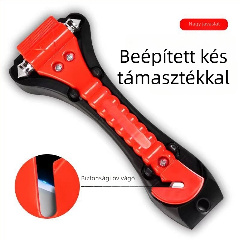 Autó kétfunkciós biztonsági kalapács ablaknyitóval és vágóval, ABS és szénacél, 145 g, Zhejiang, testre szabható magáncímke