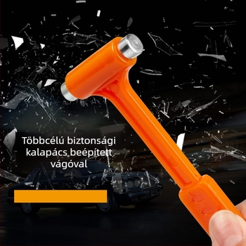 Autóbiztonsági kalapács; rozsdamentes acél + műanyag; 50 g; kész magáncímkére; testreszabás elérhető
