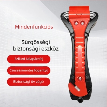 Járműre szerelt vészhelyzeti üvegcsapó kalapács, többfunkciós autóbiztonsági eszköz evakuációhoz (vészhelyzet, üvegcsapás, evakuáció)