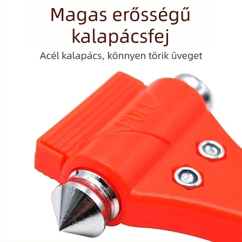 Járműre szerelt vészhelyzeti üvegcsapó kalapács, többfunkciós autóbiztonsági eszköz evakuációhoz (vészhelyzet, üvegcsapás, evakuáció)