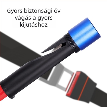 Jinmao autómentő kalapács: test alumíniumötvözet, csúszásmentes szilikon markolat, LED világítás, penge 420U6