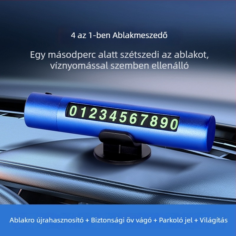 Jinmao autómentő kalapács: test alumíniumötvözet, csúszásmentes szilikon markolat, LED világítás, penge 420U6