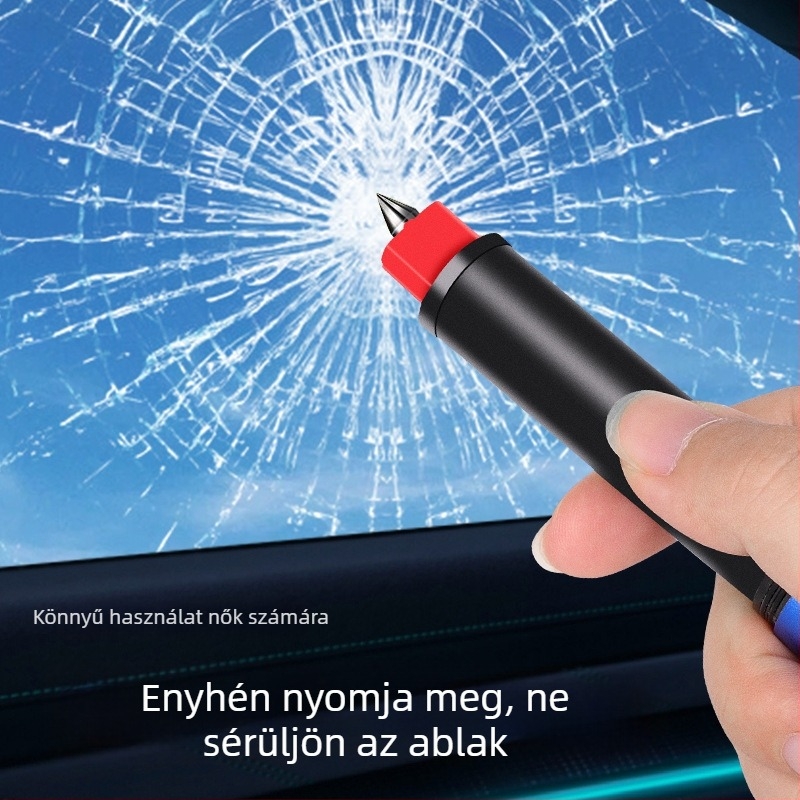 Jinmao autómentő kalapács: test alumíniumötvözet, csúszásmentes szilikon markolat, LED világítás, penge 420U6