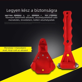Kétoldalas vészcsapó autó- és buszhoz, ablaktörővel, acél + ABS, 0,1 kg