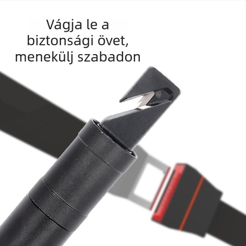 Jinmao Autó Biztonsági Kalapács — Multifunkcionális övvágó és ablakbetörő, ABS + alumínium ötvözet test, wolfrám fej, 420U6 penge