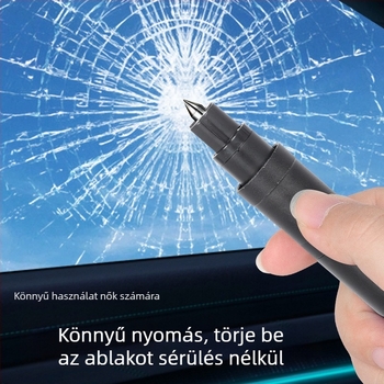 Jinmao Autó Biztonsági Kalapács — Multifunkcionális övvágó és ablakbetörő, ABS + alumínium ötvözet test, wolfrám fej, 420U6 penge