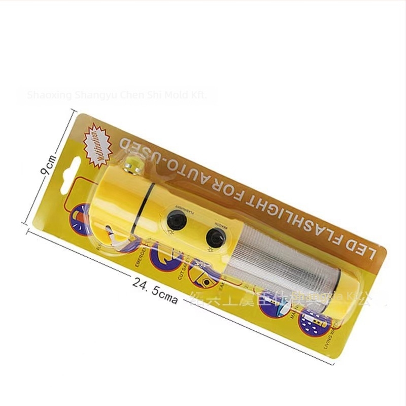 Autó 4 az 1-ben biztonsági kalapács zseblámpával, ABS műanyag, magnet, 135 g, testre szabható logó