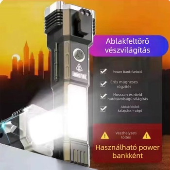 Multifunkcionális biztonsági kalapács autós lámpával és Power Bankkal — Leading, ABS, 150 g