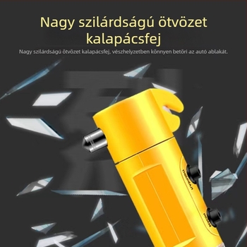 4 az 1-ben autós biztonsági kalapács: vészhelyzeti kijutási eszköz, ablaktörő és LED zseblámpa
