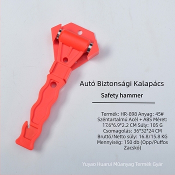 Che shixing Járműbiztonsági kalapács — ablakbetörés, vészhelyzet, többfunkciós eszköz; ABS/karbonacél, 105 g
