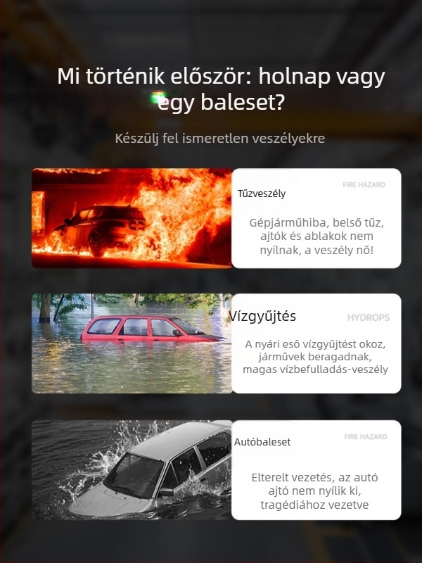 Autó Biztonsági Kalapács Ablakszakító és Kimenekítő Eszköz