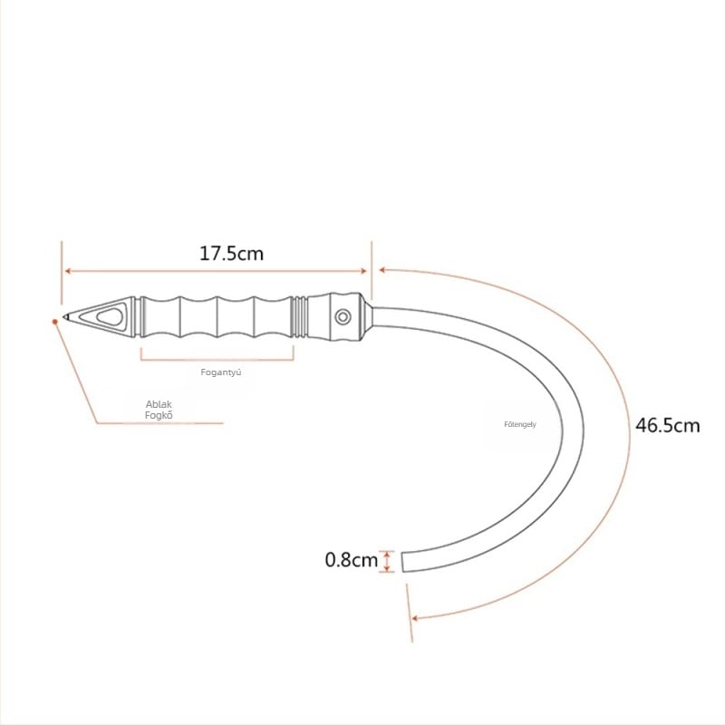 Többcélú védekező ostor autóüveg-törővel — vészhelyzeti menekítő eszköz, alumínium-magnézium ötvözet, 235 g, testreszabható dizájn, licencelt magáncímke