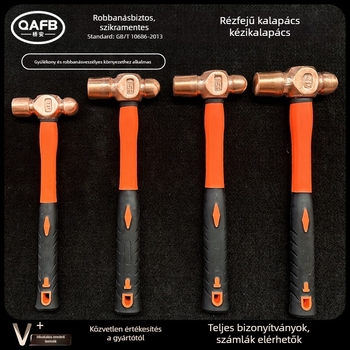 Kerekfejű kalapács réz- és alumínium-bronz ötvözetből, robbanásbiztos