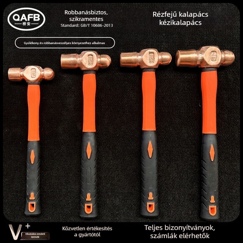 Kerekfejű kalapács réz- és alumínium-bronz ötvözetből, robbanásbiztos