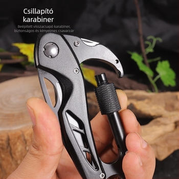 Hongfeng összecsukható EDC eszköz: többfunkciós kés karabinerrel és autóüvegbetörő kalapáccsal