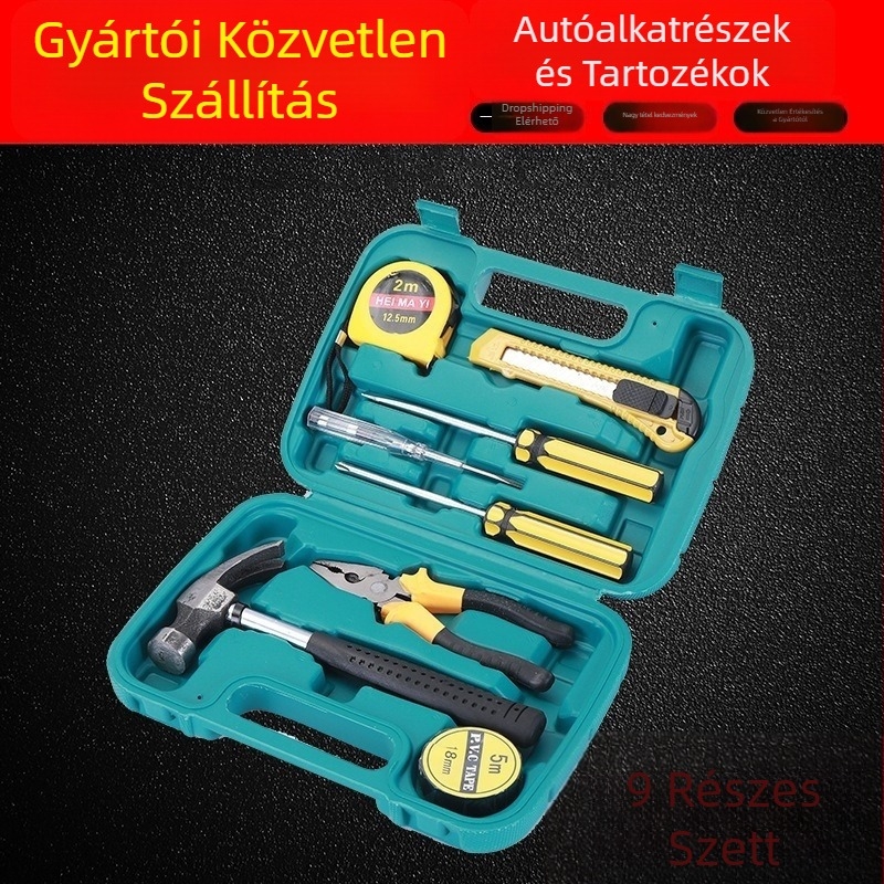 Autós szerszámkészlet, 9 részes készlet autó- és otthoni használatra, szerszámok ötvözött acélból