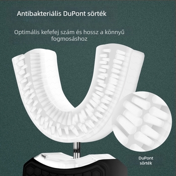 Szonikus U-alakú elektromos fogkefe Dupont sörtékkel, kék fényű fertőtlenítés, vezeték nélküli töltőállvány