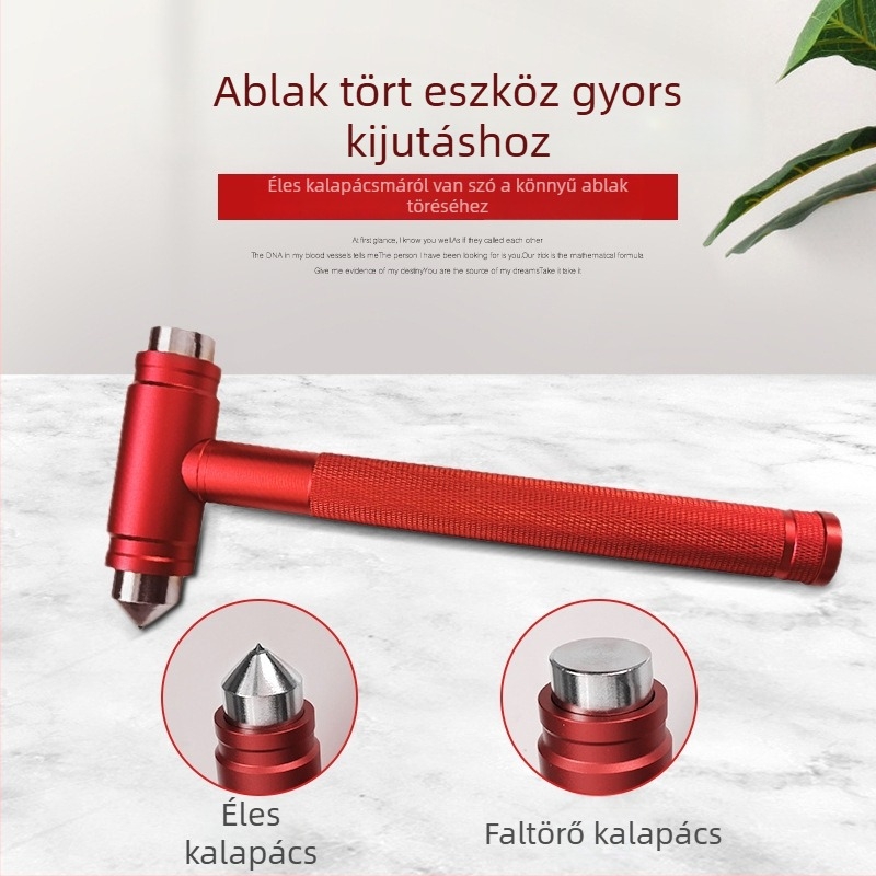 Biztonsági kalapács üveghez - wolfrám acél fej, 320 g, Yavin, testreszabható gyártás