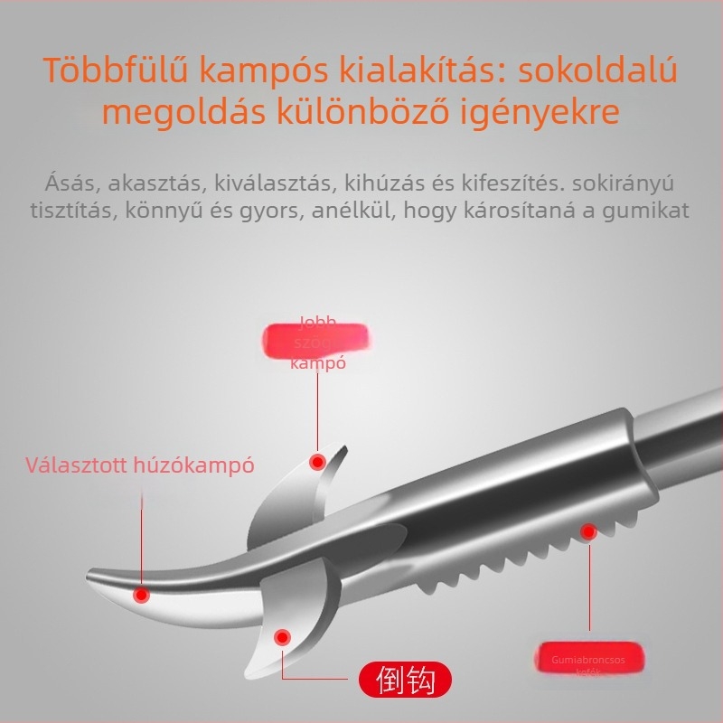 Autó gumi kőtisztító eszköz horoggal – többfunkciós kövek tisztító, rozsdamentes acél, robbanásbiztos