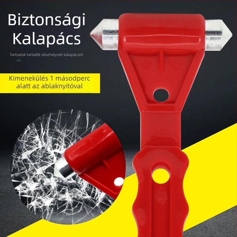 Jing Hongshun autóbiztonsági kalapács ablaktörővel és biztonságiöv vágóval, mini hordozható vészhelyzeti eszköz — Modell RB, Nem importált