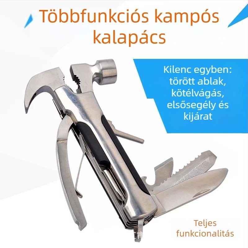 Túlélésre tervezett karmás kalapács, fej rozsdamentes acélból, robbanásbiztos, rezgésbiztos, nyele acélból