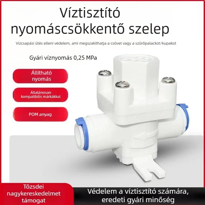 Vízpurifikálóhoz nyomáscsökkentő szelep, állítható, nyomás stabilizálás, hidraulikus ütés elleni védelem, csőillesztések