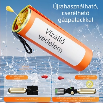 Járműre szerelt automatikus felfújható mentőgyűrű ablaktörővel, autóban használható vízmentő felszerelés, Úszó felszerelés-táska