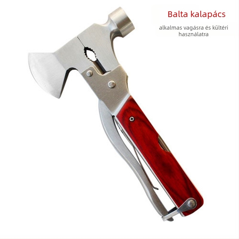 Kinzan Claw Hammer, rozsdamentes acél fej, fa markolat, hordozható többfunkciós eszköz, Life Hammer sorozat, önvédelemre és villanyszerelésre