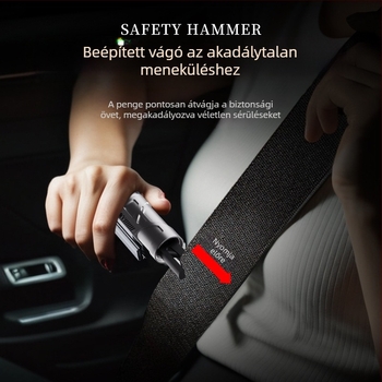 Bochi Autómentő szerszám — mini hordozható, kétfunkciós sürgősségi eszköz; üvegtörő és biztonsági vágó; anyag: wolfram acél + cink ötvözet + ABS; súly 0,15; testreszabható