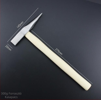 Lapos fejű hegesztő kalapács — szénacél fej, fa nyél; súly 300 g / 500 g; Kai Cheng