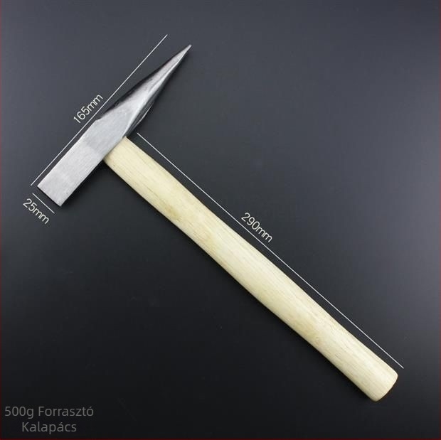 Lapos fejű hegesztő kalapács — szénacél fej, fa nyél; súly 300 g / 500 g; Kai Cheng