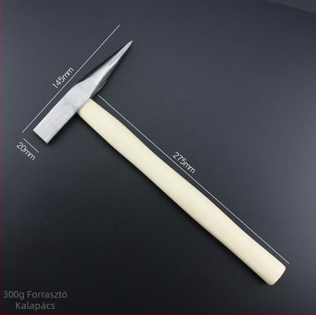 Lapos fejű hegesztő kalapács — szénacél fej, fa nyél; súly 300 g / 500 g; Kai Cheng