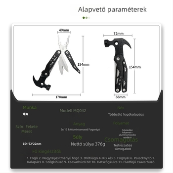 Összecsukható Gooseneck kalapács – többfunkciós szerszám, magas széntartalmú acél fej, robbanásbiztos, ütésálló, acél nyél
