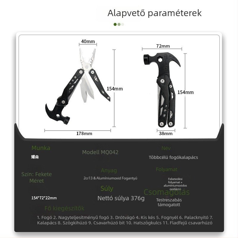 Összecsukható Gooseneck kalapács – többfunkciós szerszám, magas széntartalmú acél fej, robbanásbiztos, ütésálló, acél nyél