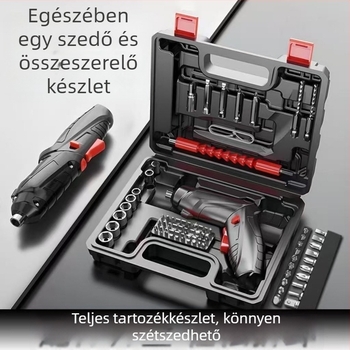 Elektrikus csavarhúzó készlet – 47 darabos, wolfram acélból, újratölthető, otthoni mini fúró