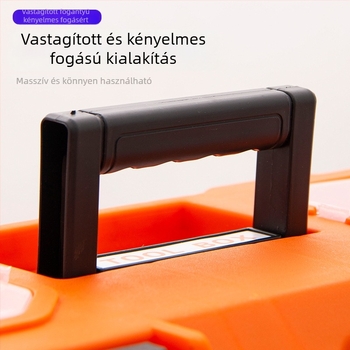 Műanyag szerszámtartó doboz, kétszintes kialakítás, hordozható tároláshoz