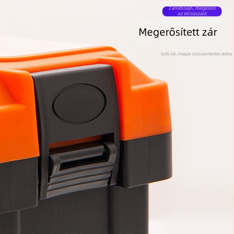 Műanyag szerszámtartó doboz, kétszintes kialakítás, hordozható tároláshoz