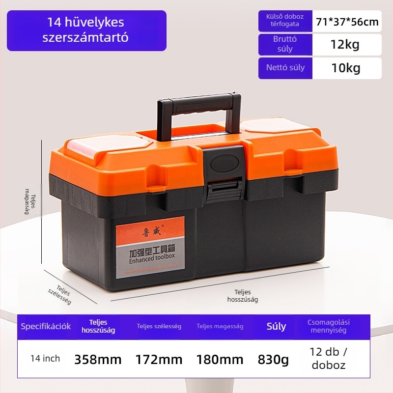 Műanyag szerszámtartó doboz, kétszintes kialakítás, hordozható tároláshoz