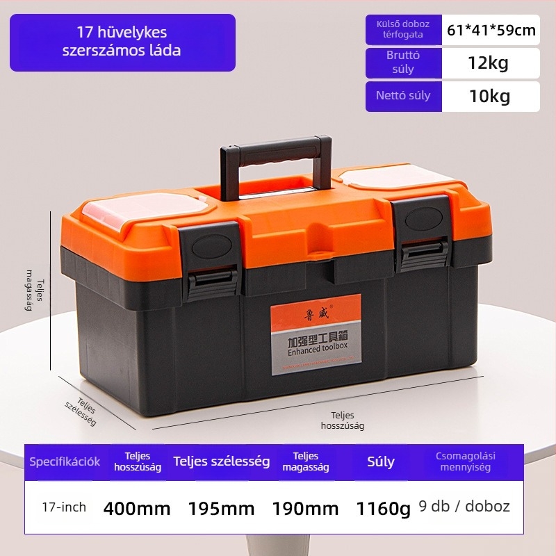 Műanyag szerszámtartó doboz, kétszintes kialakítás, hordozható tároláshoz