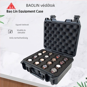 Hordozható PP műanyag vízálló eszköztároló doboz IP67 védelemmel, fújtatott formázású konstrukció, nedvesség- és korrózióálló, tömege 1,25 kg