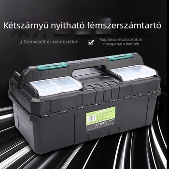 Többfunkciós, dupla nyitású műanyag összecsukható szerszámos doboz autókarbantartáshoz